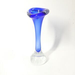 Blue Jack in the Pulpit Vase 7" Controlled Bubble Base Aseda Sweden MCM Vintage
